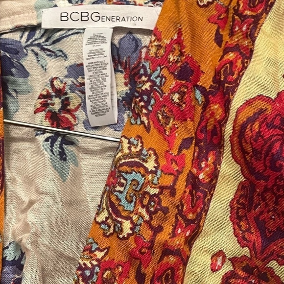BCBG Generation Womens Viscose Floral Print Chiffon Kimono Long Cardigan Blouse - Picture 5 of 6
